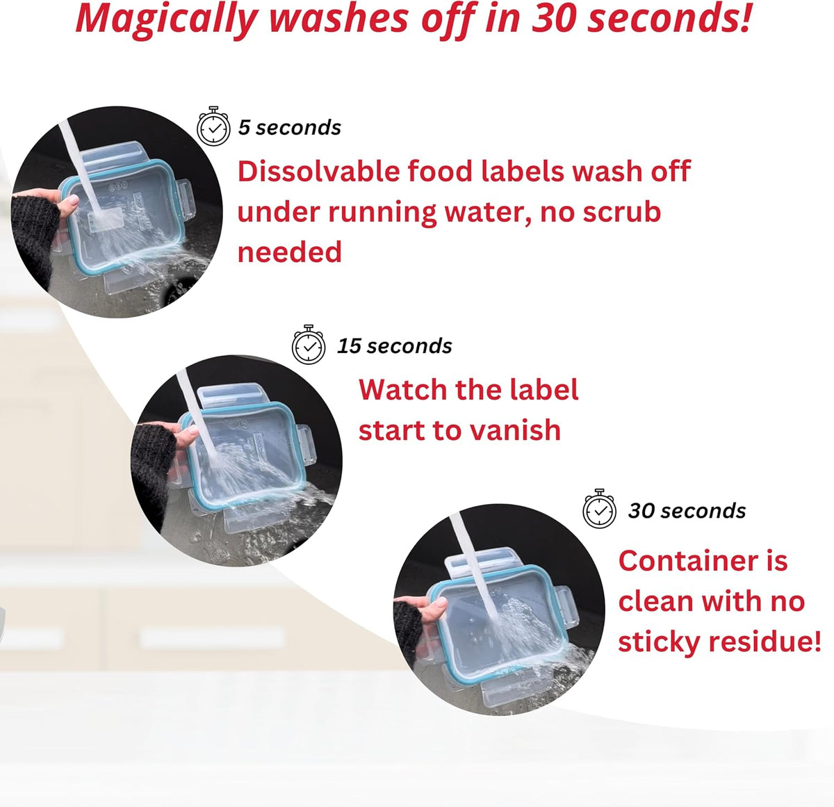 2x1 Dissolvable Food Labels, 1000 Food Container Stickers, Blue | Ideal for Fridge Freezer & Pantry, Organize Prepped Meals & Leftovers Easily, Adheres Well, Dissolves Fast with Zero Residue