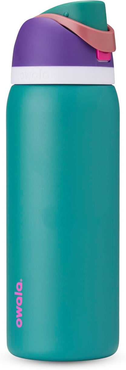 FreeSip Insulated Stainless Steel Water Bottle with Straw for Sports and Travel, BPA-Free, 32oz, Foggy Tide - Colors A