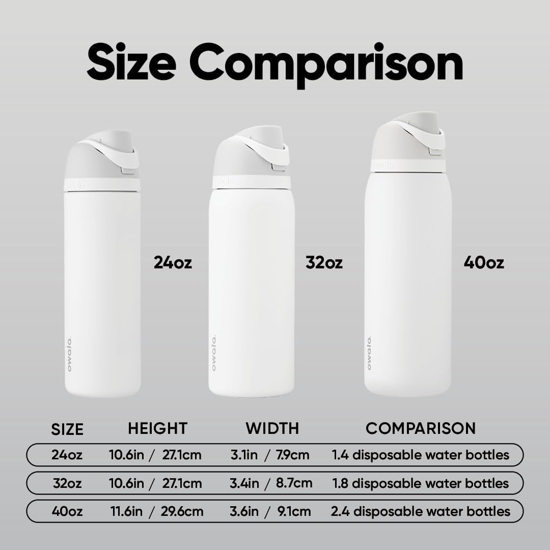 FreeSip Insulated Stainless Steel Water Bottle with Straw for Sports and Travel, BPA-Free, 32oz, Foggy Tide - Colors A