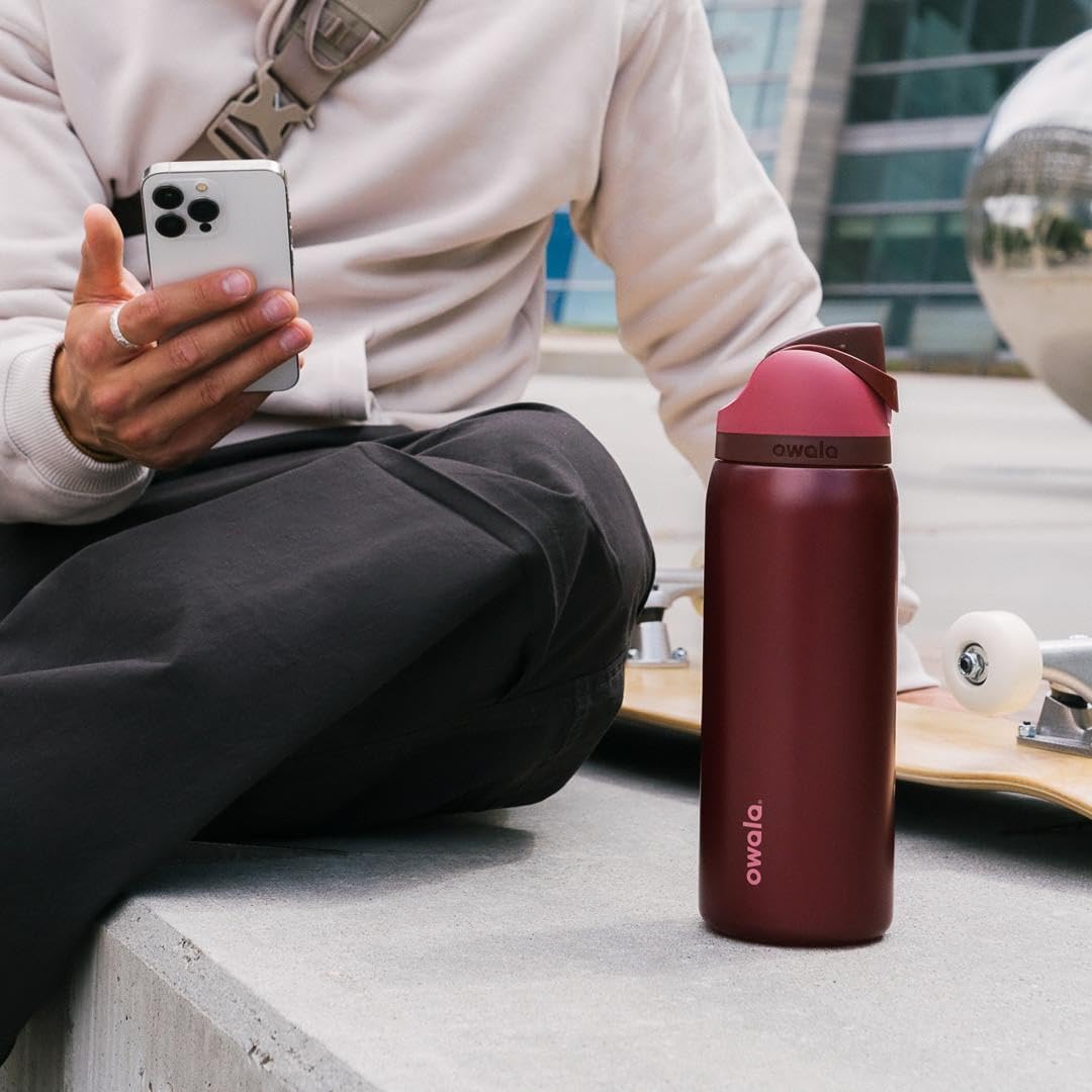FreeSip Insulated Stainless Steel Water Bottle with Straw for Sports and Travel, BPA-Free, 32oz, Foggy Tide - Colors A