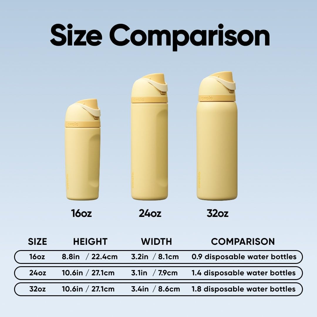 FreeSip Insulated Stainless Steel Water Bottle with Straw for Sports and Travel, BPA-Free, 32oz, Foggy Tide - Colors A