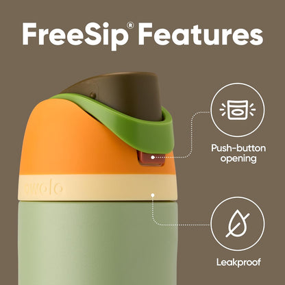 FreeSip Insulated Stainless Steel Water Bottle with Straw for Sports and Travel, BPA-Free, 32oz, Foggy Tide - Colors A