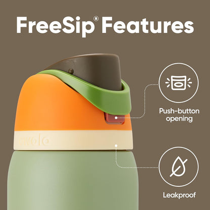 FreeSip Insulated Stainless Steel Water Bottle with Straw for Sports and Travel, BPA-Free, 32oz, Foggy Tide - Colors A