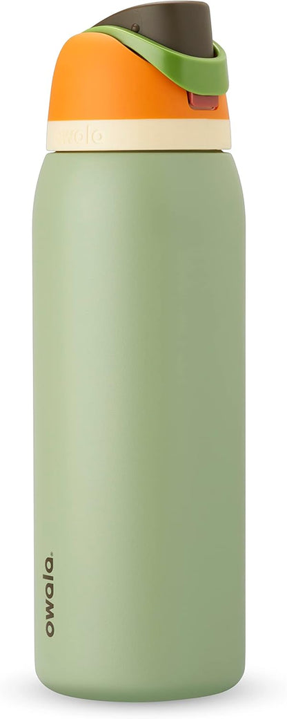 FreeSip Insulated Stainless Steel Water Bottle with Straw for Sports and Travel, BPA-Free, 32oz, Foggy Tide - Colors A