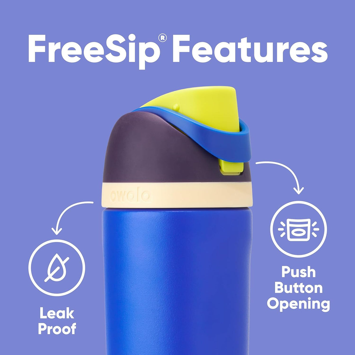 FreeSip Insulated Stainless Steel Water Bottle with Straw for Sports and Travel, BPA-Free, 32oz, Foggy Tide - Colors A