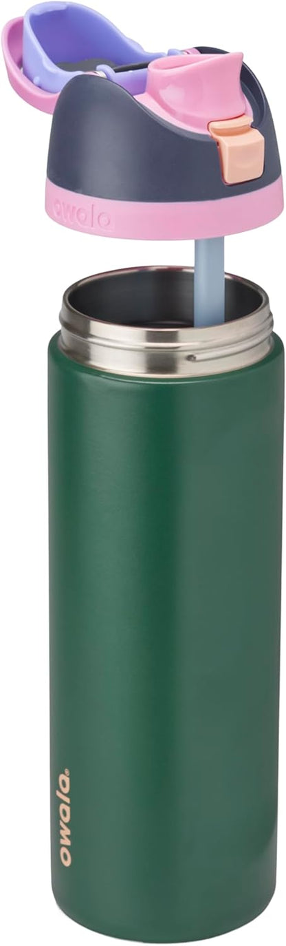 FreeSip Insulated Stainless Steel Water Bottle with Straw for Sports and Travel, BPA-Free, 32oz, Foggy Tide - Colors A