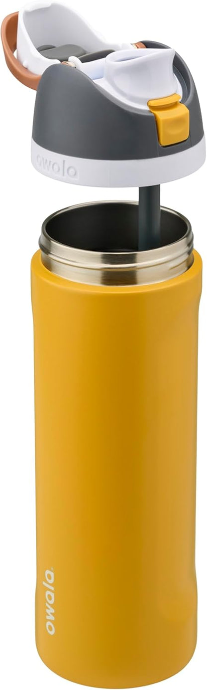 FreeSip Insulated Stainless Steel Water Bottle with Straw for Sports and Travel, BPA-Free, 32oz, Foggy Tide - Colors A