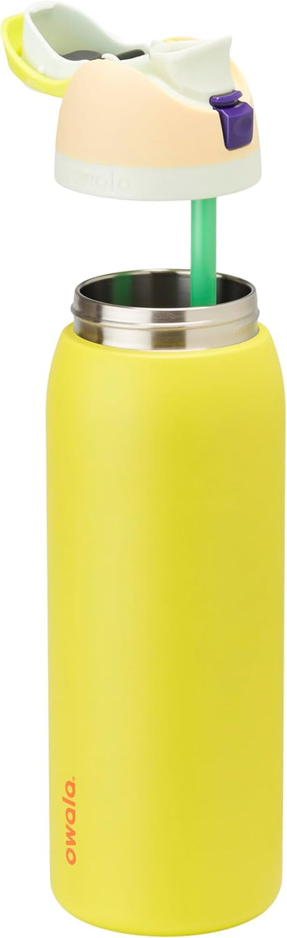 FreeSip Insulated Stainless Steel Water Bottle with Straw for Sports and Travel, BPA-Free, 32oz, Foggy Tide - Colors A