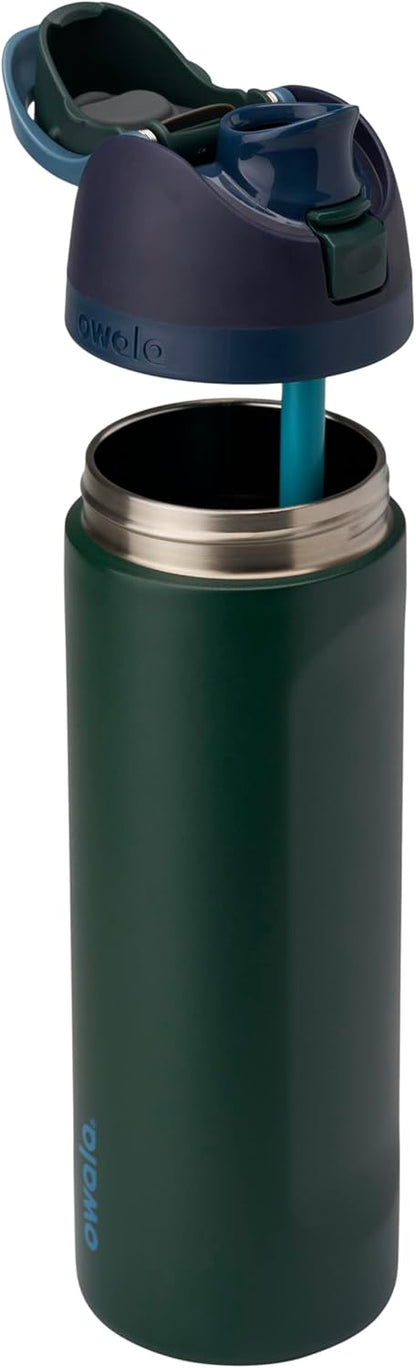 FreeSip Insulated Stainless Steel Water Bottle with Straw for Sports and Travel, BPA-Free, 32oz, Foggy Tide - Colors A