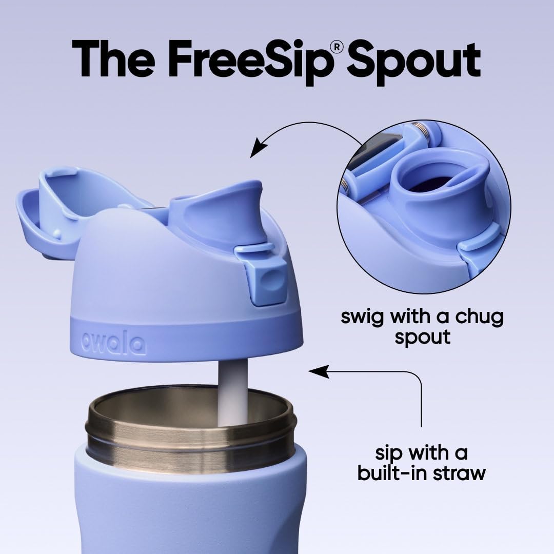 FreeSip Insulated Stainless Steel Water Bottle with Straw for Sports and Travel, BPA-Free, 32oz, Foggy Tide - Colors A