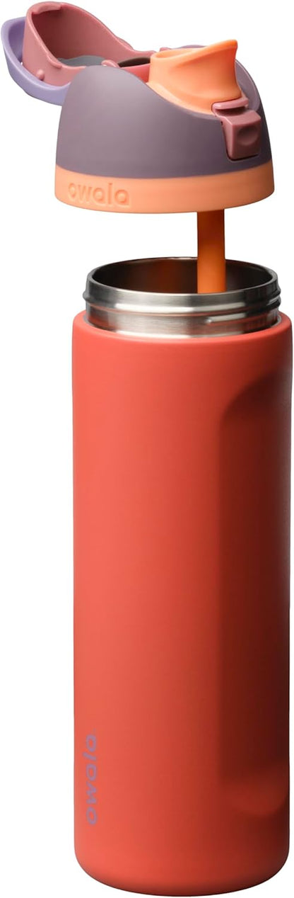 FreeSip Insulated Stainless Steel Water Bottle with Straw for Sports and Travel, BPA-Free, 32oz, Foggy Tide - Colors A