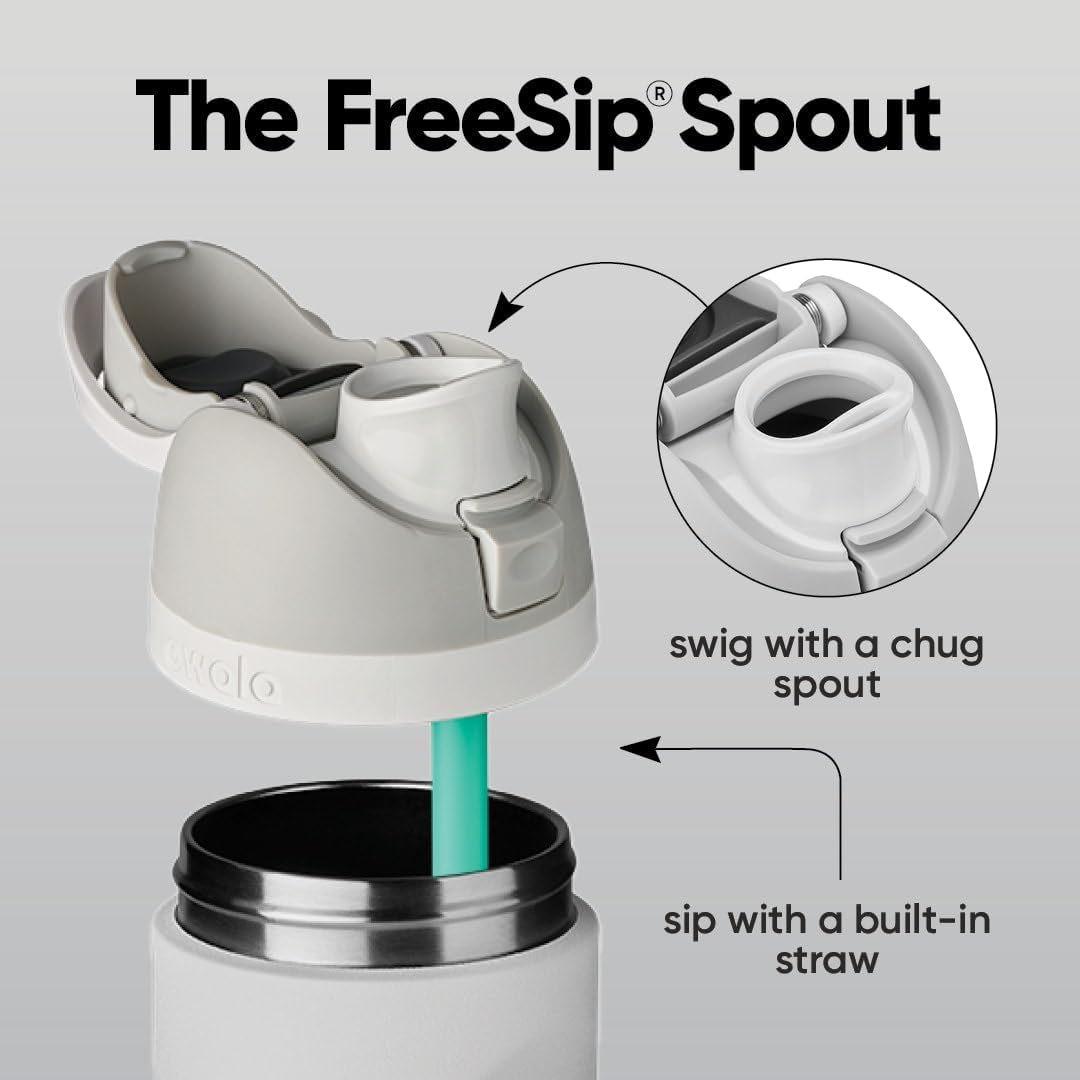 FreeSip Insulated Stainless Steel Water Bottle with Straw for Sports and Travel, BPA-Free, 32oz, Foggy Tide - Colors A