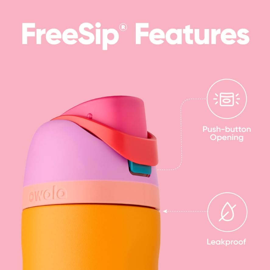 FreeSip Insulated Stainless Steel Water Bottle with Straw for Sports and Travel, BPA-Free, 32oz, Foggy Tide - Colors A