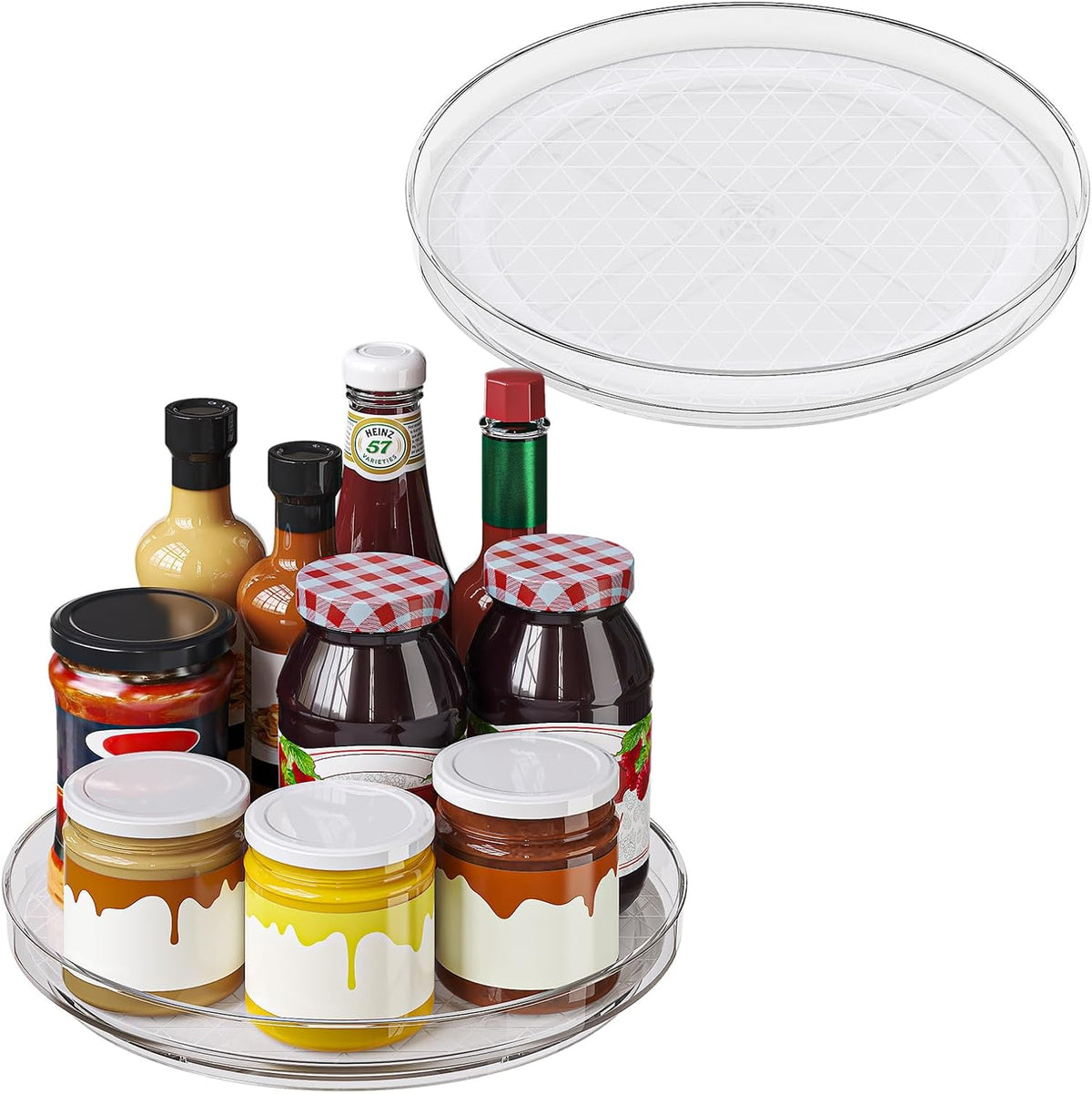 Lazy Susan Turntable Organizer with Non-Slip Mat, 9 Inch, Clear | 360 Rotating, Easy Clean, Spice Rack for Kitchen Counter, Pantry Cabinet, Fridge, Spinning Tray for Bathroom, Makeup Vanity