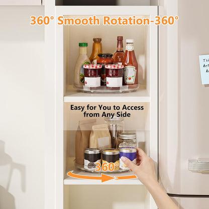Lazy Susan Turntable Organizer with Non-Slip Mat, 9 Inch, Clear | 360 Rotating, Easy Clean, Spice Rack for Kitchen Counter, Pantry Cabinet, Fridge, Spinning Tray for Bathroom, Makeup Vanity