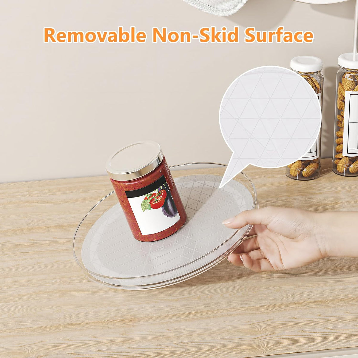 Lazy Susan Turntable Organizer with Non-Slip Mat, 9 Inch, Clear | 360 Rotating, Easy Clean, Spice Rack for Kitchen Counter, Pantry Cabinet, Fridge, Spinning Tray for Bathroom, Makeup Vanity