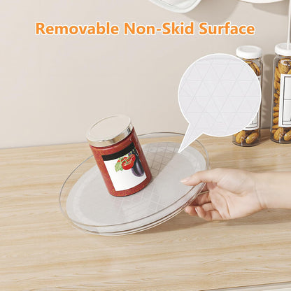 Lazy Susan Turntable Organizer with Non-Slip Mat, 9 Inch, Clear | 360 Rotating, Easy Clean, Spice Rack for Kitchen Counter, Pantry Cabinet, Fridge, Spinning Tray for Bathroom, Makeup Vanity