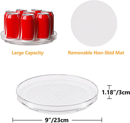 Lazy Susan Turntable Organizer with Non-Slip Mat, 9 Inch, Clear | 360 Rotating, Easy Clean, Spice Rack for Kitchen Counter, Pantry Cabinet, Fridge, Spinning Tray for Bathroom, Makeup Vanity