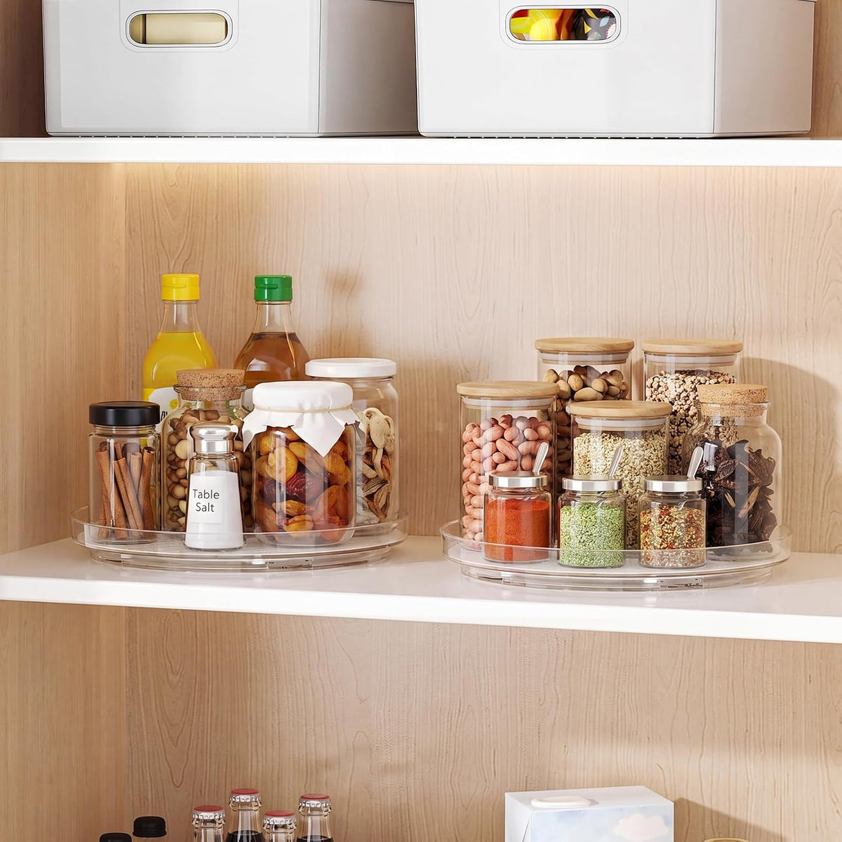 Lazy Susan Turntable Organizer with Non-Slip Mat, 9 Inch, Clear | 360 Rotating, Easy Clean, Spice Rack for Kitchen Counter, Pantry Cabinet, Fridge, Spinning Tray for Bathroom, Makeup Vanity