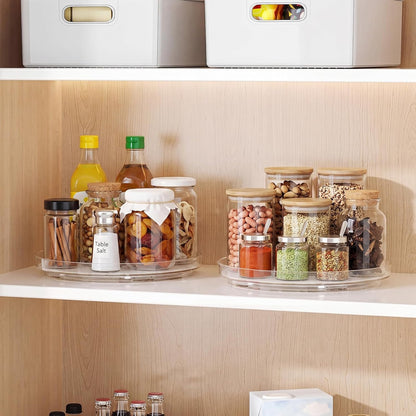 Lazy Susan Turntable Organizer with Non-Slip Mat, 9 Inch, Clear | 360 Rotating, Easy Clean, Spice Rack for Kitchen Counter, Pantry Cabinet, Fridge, Spinning Tray for Bathroom, Makeup Vanity