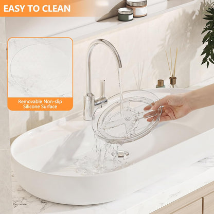 Lazy Susan Turntable Organizer with Non-Slip Mat, 9 Inch, Clear | 360 Rotating, Easy Clean, Spice Rack for Kitchen Counter, Pantry Cabinet, Fridge, Spinning Tray for Bathroom, Makeup Vanity