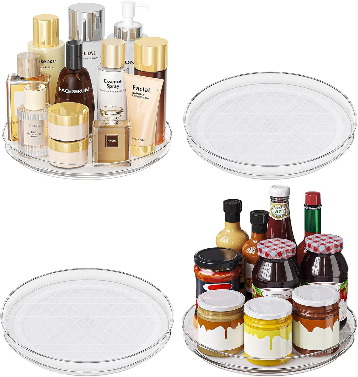 Lazy Susan Turntable Organizer with Non-Slip Mat, 9 Inch, Clear | 360 Rotating, Easy Clean, Spice Rack for Kitchen Counter, Pantry Cabinet, Fridge, Spinning Tray for Bathroom, Makeup Vanity