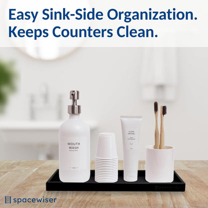 Countertop and Vanity Tray - Small 7.7” Silicone Tray for Soap Dispenser Bottles, Sponge Holder for Kitchen Sink Caddy Organizer, Bathroom Trays, Dish Soap Holder for Kitchen Counter, Keys