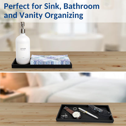 Countertop and Vanity Tray - Small 7.7” Silicone Tray for Soap Dispenser Bottles, Sponge Holder for Kitchen Sink Caddy Organizer, Bathroom Trays, Dish Soap Holder for Kitchen Counter, Keys