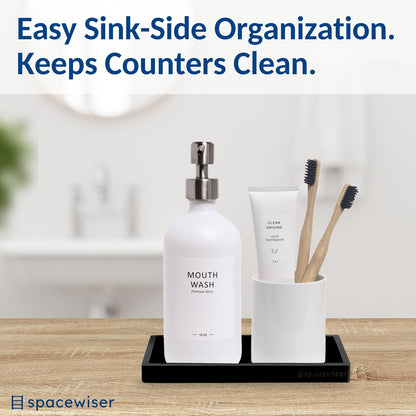 Countertop and Vanity Tray - Small 7.7” Silicone Tray for Soap Dispenser Bottles, Sponge Holder for Kitchen Sink Caddy Organizer, Bathroom Trays, Dish Soap Holder for Kitchen Counter, Keys