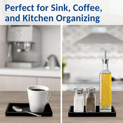 Countertop and Vanity Tray - Small 7.7” Silicone Tray for Soap Dispenser Bottles, Sponge Holder for Kitchen Sink Caddy Organizer, Bathroom Trays, Dish Soap Holder for Kitchen Counter, Keys