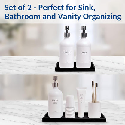 Countertop and Vanity Tray - Small 7.7” Silicone Tray for Soap Dispenser Bottles, Sponge Holder for Kitchen Sink Caddy Organizer, Bathroom Trays, Dish Soap Holder for Kitchen Counter, Keys