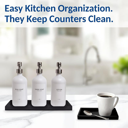 Countertop and Vanity Tray - Small 7.7” Silicone Tray for Soap Dispenser Bottles, Sponge Holder for Kitchen Sink Caddy Organizer, Bathroom Trays, Dish Soap Holder for Kitchen Counter, Keys