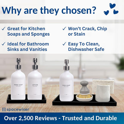 Countertop and Vanity Tray - Small 7.7” Silicone Tray for Soap Dispenser Bottles, Sponge Holder for Kitchen Sink Caddy Organizer, Bathroom Trays, Dish Soap Holder for Kitchen Counter, Keys