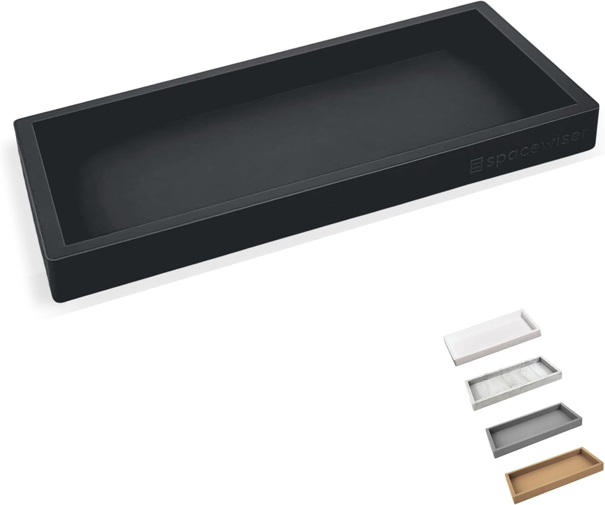 Countertop and Vanity Tray - Small 7.7” Silicone Tray for Soap Dispenser Bottles, Sponge Holder for Kitchen Sink Caddy Organizer, Bathroom Trays, Dish Soap Holder for Kitchen Counter, Keys
