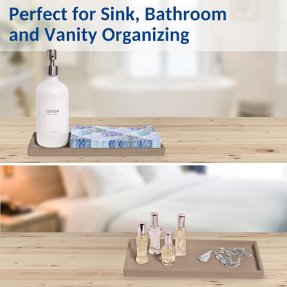 Countertop and Vanity Tray - Small 7.7” Silicone Tray for Soap Dispenser Bottles, Sponge Holder for Kitchen Sink Caddy Organizer, Bathroom Trays, Dish Soap Holder for Kitchen Counter, Keys