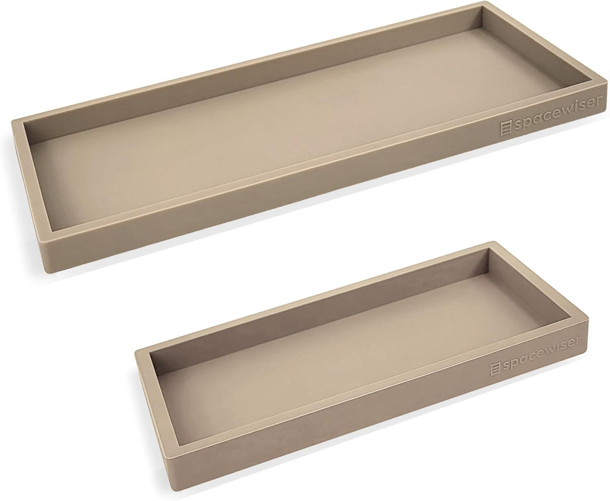 Countertop and Vanity Tray - Small 7.7” Silicone Tray for Soap Dispenser Bottles, Sponge Holder for Kitchen Sink Caddy Organizer, Bathroom Trays, Dish Soap Holder for Kitchen Counter, Keys