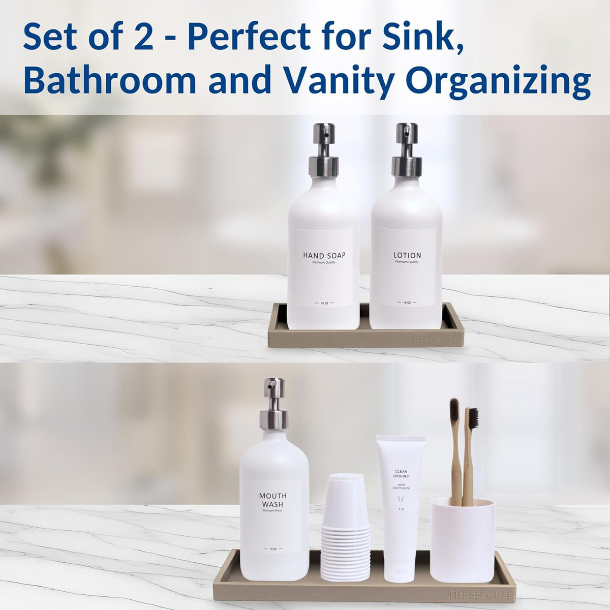 Countertop and Vanity Tray - Small 7.7” Silicone Tray for Soap Dispenser Bottles, Sponge Holder for Kitchen Sink Caddy Organizer, Bathroom Trays, Dish Soap Holder for Kitchen Counter, Keys