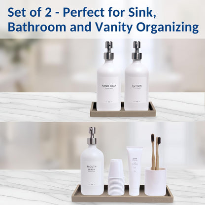 Countertop and Vanity Tray - Small 7.7” Silicone Tray for Soap Dispenser Bottles, Sponge Holder for Kitchen Sink Caddy Organizer, Bathroom Trays, Dish Soap Holder for Kitchen Counter, Keys