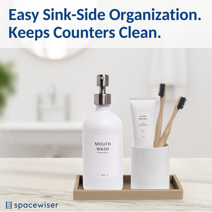 Countertop and Vanity Tray - Small 7.7” Silicone Tray for Soap Dispenser Bottles, Sponge Holder for Kitchen Sink Caddy Organizer, Bathroom Trays, Dish Soap Holder for Kitchen Counter, Keys
