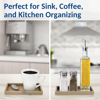 Countertop and Vanity Tray - Small 7.7” Silicone Tray for Soap Dispenser Bottles, Sponge Holder for Kitchen Sink Caddy Organizer, Bathroom Trays, Dish Soap Holder for Kitchen Counter, Keys