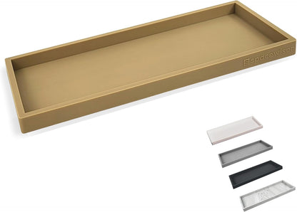 Countertop and Vanity Tray - Small 7.7” Silicone Tray for Soap Dispenser Bottles, Sponge Holder for Kitchen Sink Caddy Organizer, Bathroom Trays, Dish Soap Holder for Kitchen Counter, Keys