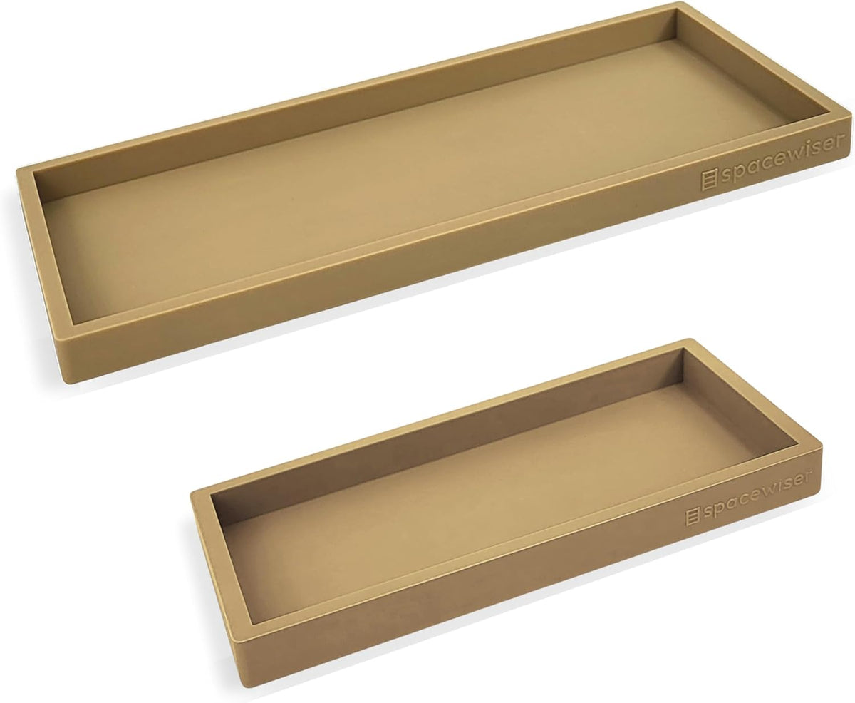 Countertop and Vanity Tray - Small 7.7” Silicone Tray for Soap Dispenser Bottles, Sponge Holder for Kitchen Sink Caddy Organizer, Bathroom Trays, Dish Soap Holder for Kitchen Counter, Keys