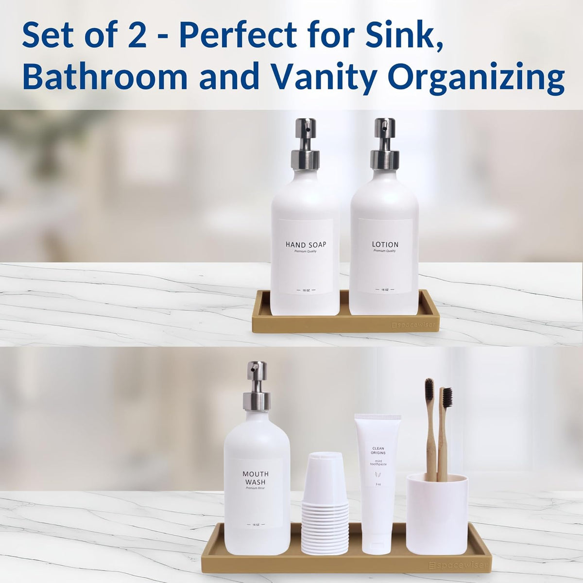 Countertop and Vanity Tray - Small 7.7” Silicone Tray for Soap Dispenser Bottles, Sponge Holder for Kitchen Sink Caddy Organizer, Bathroom Trays, Dish Soap Holder for Kitchen Counter, Keys