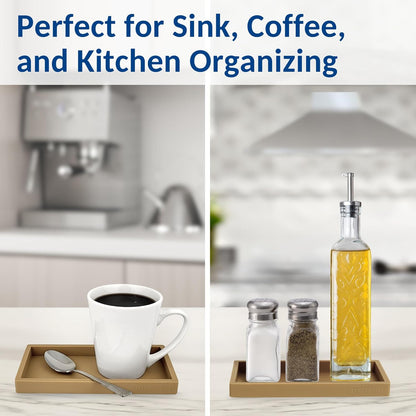 Countertop and Vanity Tray - Small 7.7” Silicone Tray for Soap Dispenser Bottles, Sponge Holder for Kitchen Sink Caddy Organizer, Bathroom Trays, Dish Soap Holder for Kitchen Counter, Keys