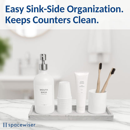 Countertop and Vanity Tray - Small 7.7” Silicone Tray for Soap Dispenser Bottles, Sponge Holder for Kitchen Sink Caddy Organizer, Bathroom Trays, Dish Soap Holder for Kitchen Counter, Keys