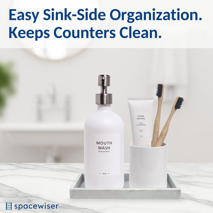 Countertop and Vanity Tray - Small 7.7” Silicone Tray for Soap Dispenser Bottles, Sponge Holder for Kitchen Sink Caddy Organizer, Bathroom Trays, Dish Soap Holder for Kitchen Counter, Keys