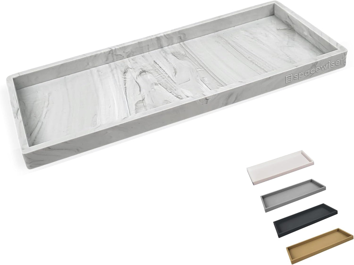 Countertop and Vanity Tray - Small 7.7” Silicone Tray for Soap Dispenser Bottles, Sponge Holder for Kitchen Sink Caddy Organizer, Bathroom Trays, Dish Soap Holder for Kitchen Counter, Keys