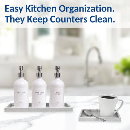 Countertop and Vanity Tray - Small 7.7” Silicone Tray for Soap Dispenser Bottles, Sponge Holder for Kitchen Sink Caddy Organizer, Bathroom Trays, Dish Soap Holder for Kitchen Counter, Keys