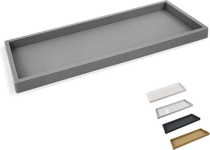 Countertop and Vanity Tray - Small 7.7” Silicone Tray for Soap Dispenser Bottles, Sponge Holder for Kitchen Sink Caddy Organizer, Bathroom Trays, Dish Soap Holder for Kitchen Counter, Keys