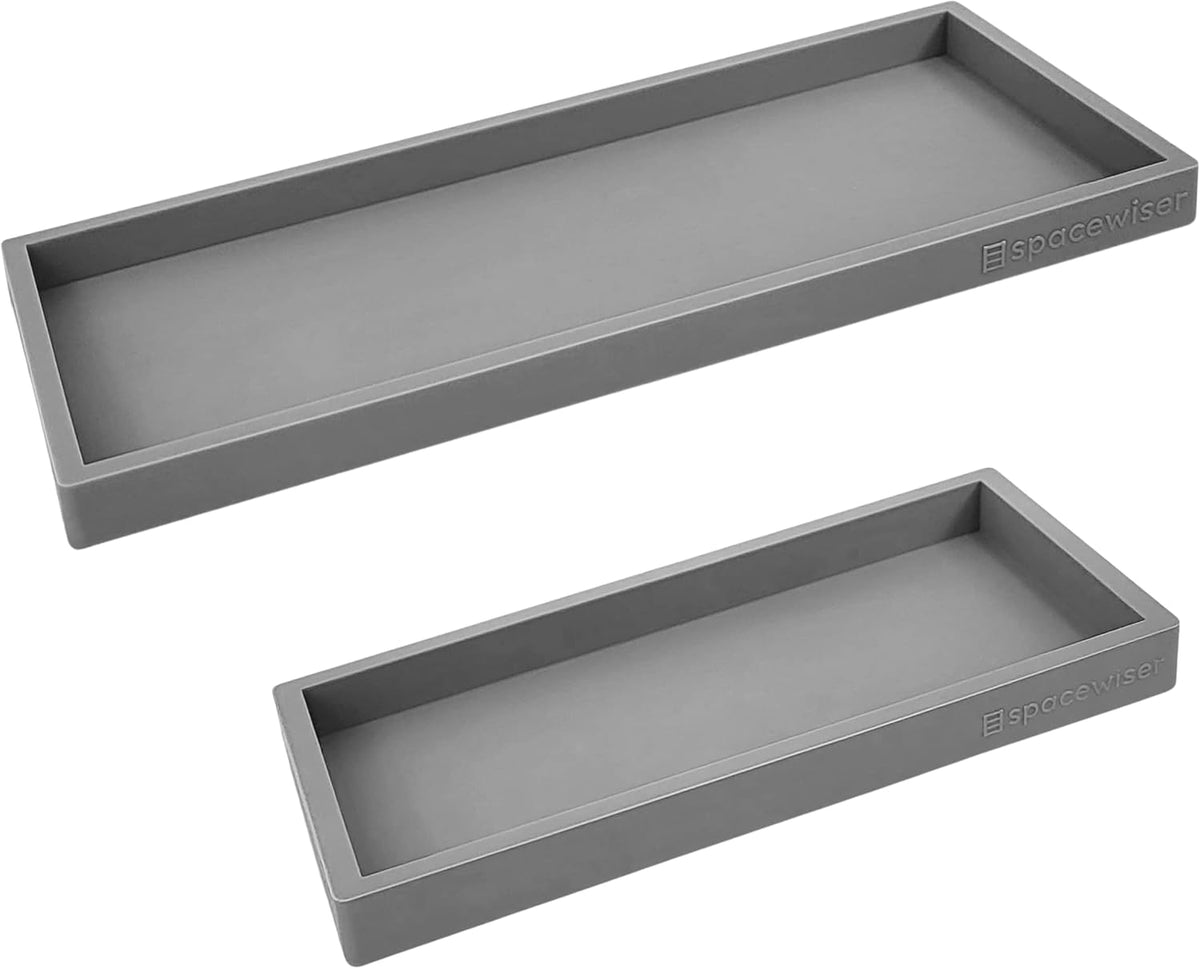 Countertop and Vanity Tray - Small 7.7” Silicone Tray for Soap Dispenser Bottles, Sponge Holder for Kitchen Sink Caddy Organizer, Bathroom Trays, Dish Soap Holder for Kitchen Counter, Keys